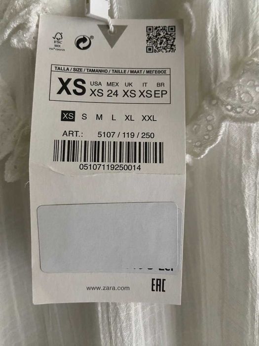 Rochie noua Zara White Boho Long Dress - Mar. XS