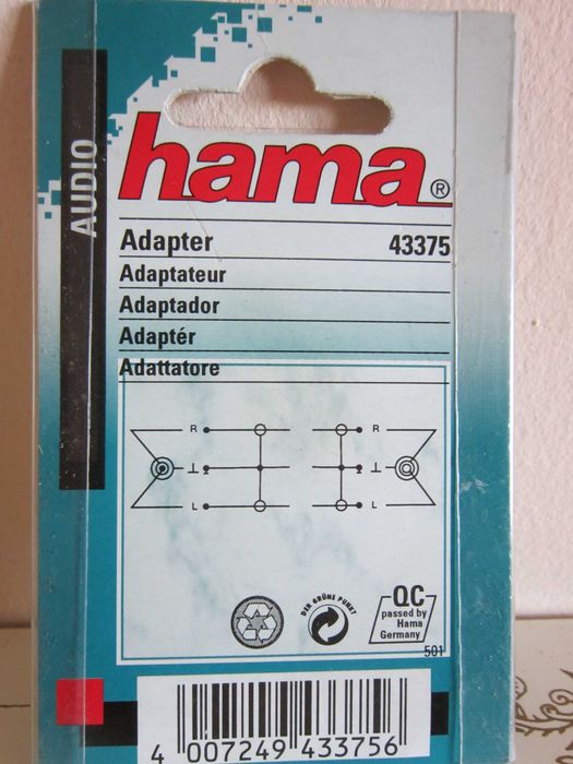 Adaptor Audio Stereo Hama fabricat Germania 2 bucati noi