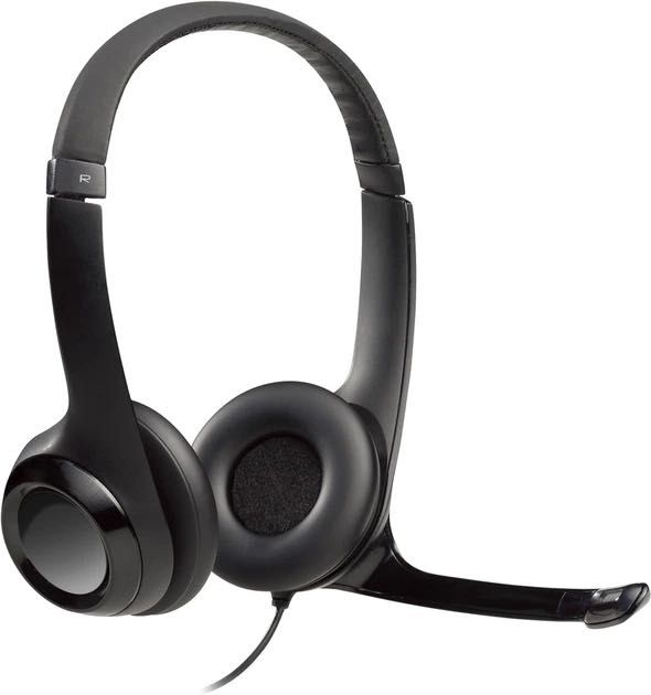 Продавам нови жични слушалки с микрофон Logitech H390 – Black (USB)
