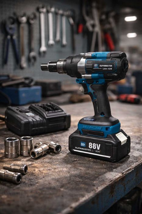 Cheie impact Supamaster 88V 600Nm cu 2 baterii si incarcator