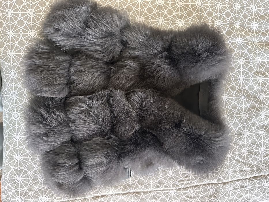 Vesta Blana Naturala de vulpe gri
