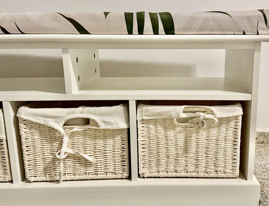 Banca baie banca dormitor banca hol MDF 3 cosuri 95x45x35