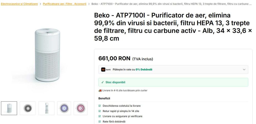 Purificator aer BEKO ATP 7100i