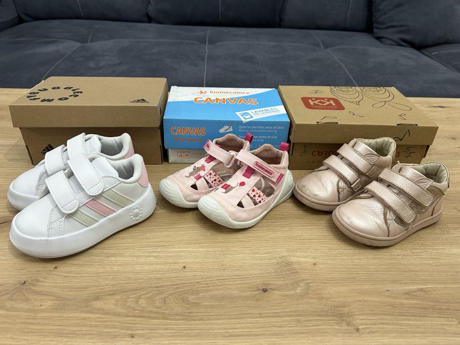 Обувки за момиче Biomecanics, Колев и Колев, Adidas 21 и 22 номер