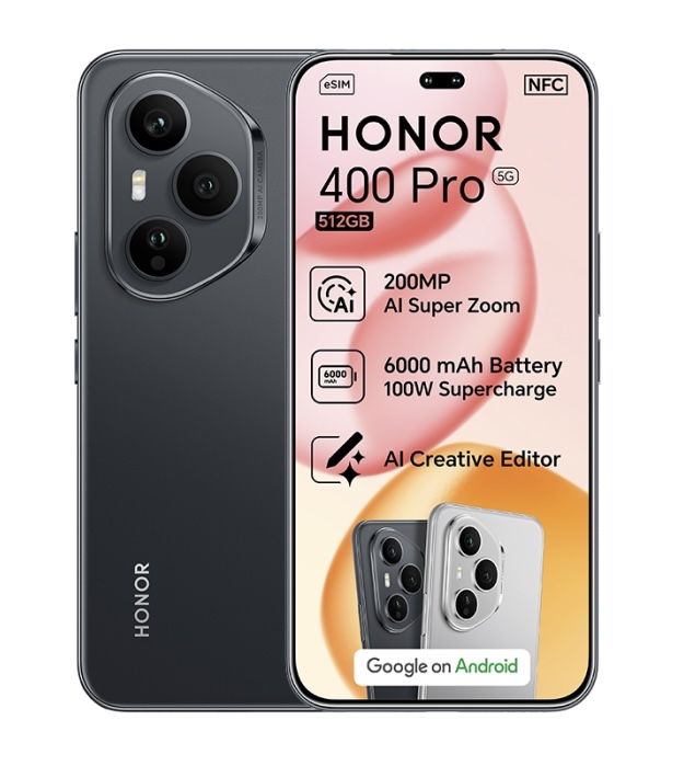 НОВ!!! HONOR 400 Pro, Dual SIM, 12GB RAM, 512GB ROM, Midnight Black