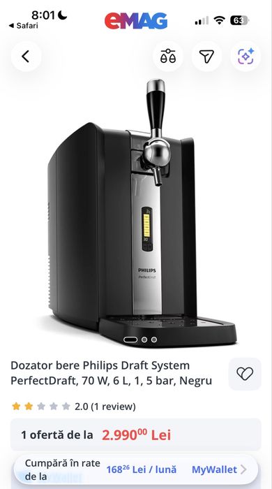 Vând dozator de bere Philips Draft System PerfectDraft