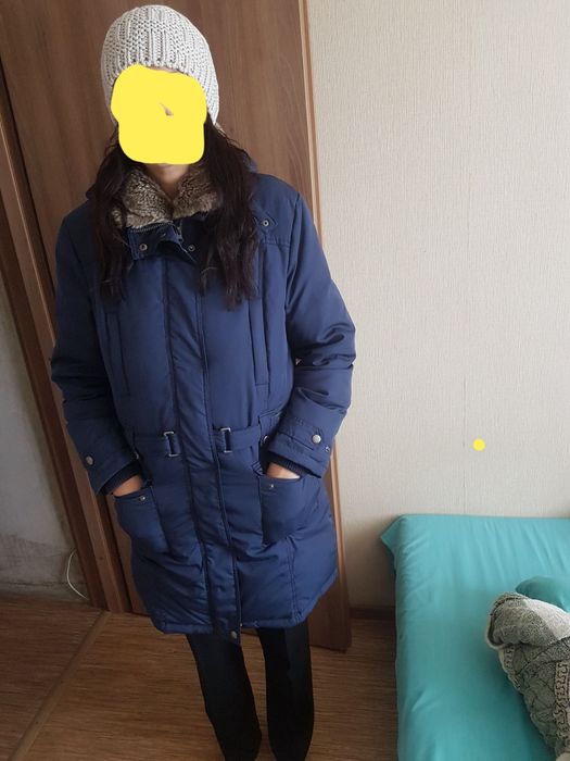 Женский пуховик синий