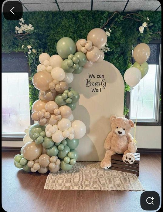 DECOR BOTEZ Arcada baloane botez Panou foto aniversare Photocorner zi nastere Decoratiuni cu baloane Aranjament cristelnita