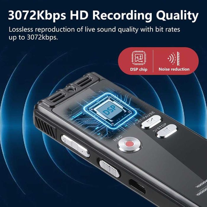 64GB цифров диктофон с гласово активиране и възпроизвеждане