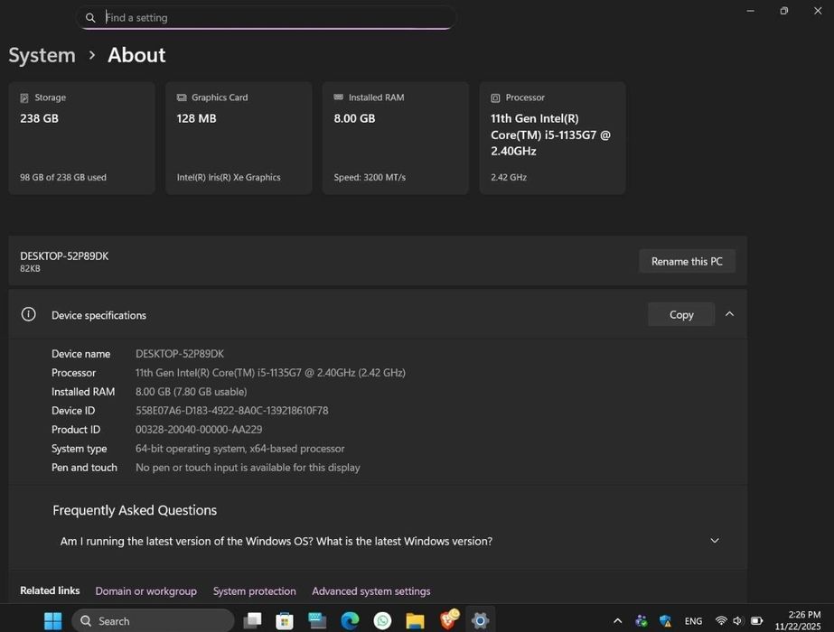 Laptop Lenovo V15 G2 ITL notebook