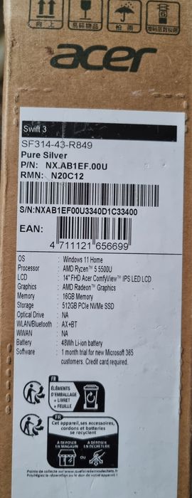Acer SWIFT 3 512Gb 16 gb