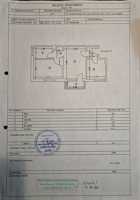 VÂND APARTAMENT CU 2 camere – Nicolae Bălcescu