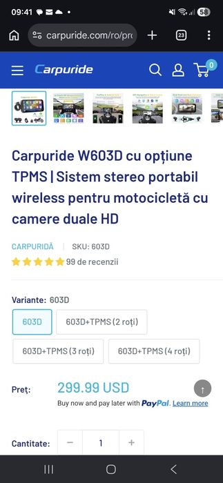 Navigatie moto/atv Carpuride 603D noua