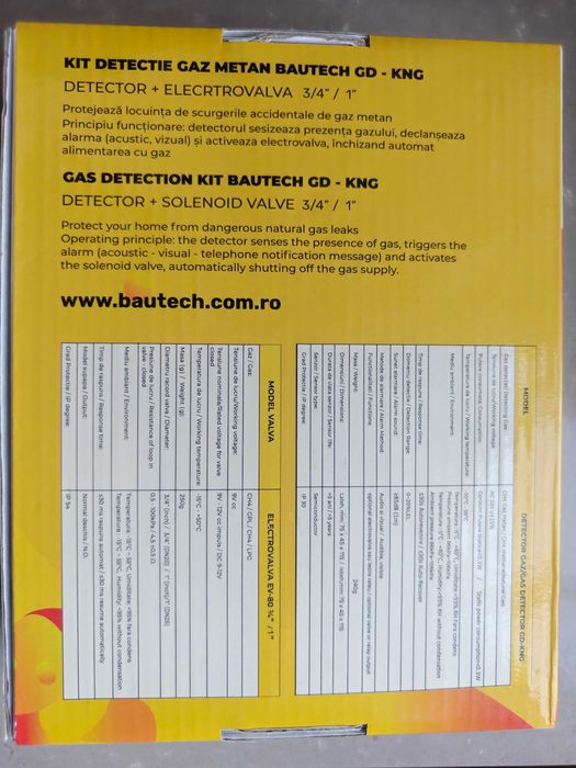 Detector gaz cu electrovalva Bautech