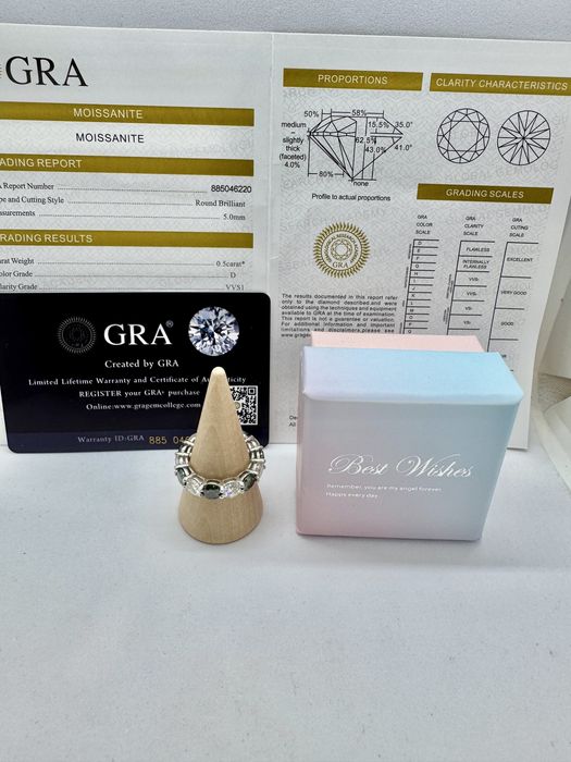 Сребърен пръстен с мойсанит (Диамант) 7 карата