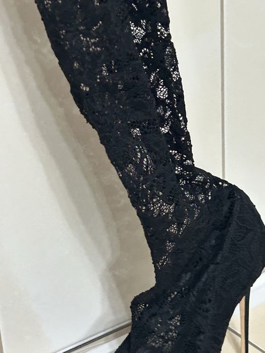 Cizme peste genunchi din dantela elastica Dolce&Gabbana