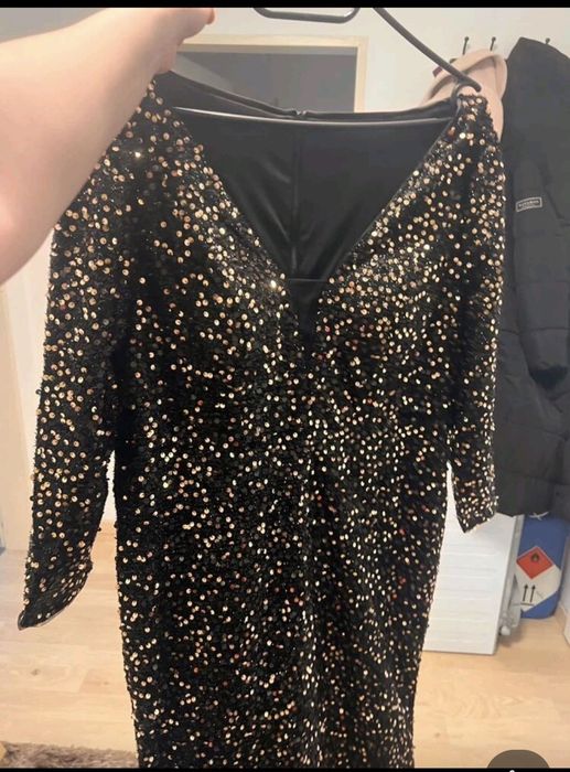 Rochie Ocazie cu Paiete si Pene naturale
