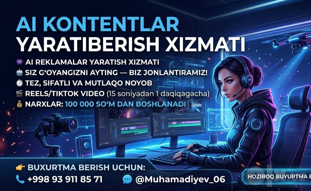 Ai kontent yaratiberish va tahrirlash hizmati