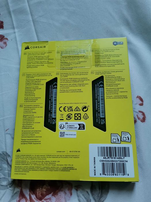 Memorii RAM Dual Corsair DDR5 RGB 32Gb(2x16) 7200MTs Cl 34