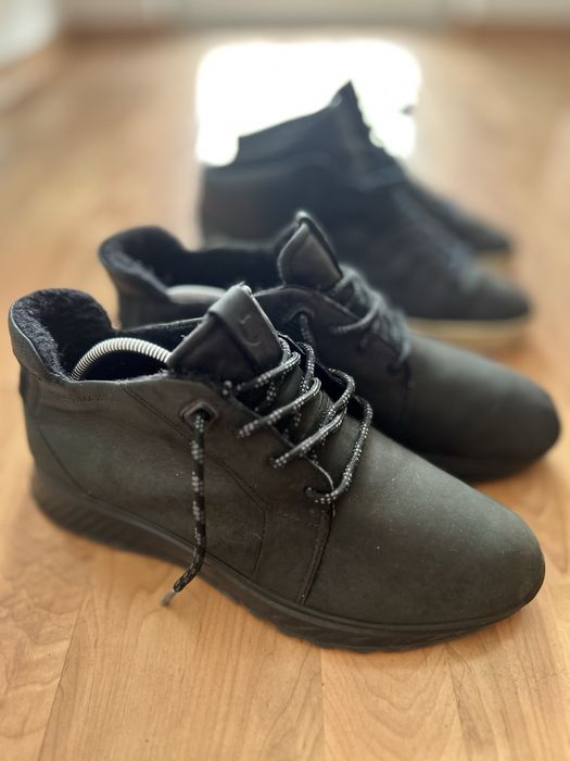 Ecco 44 „ST.1“ черни Кожени-Нубук зимни обувки, боти, Street Style