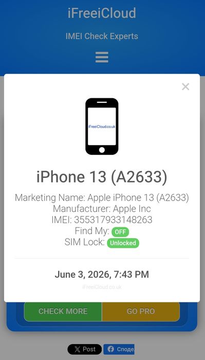iPhone 13 128GB Midnight Blue - за части или ремонт