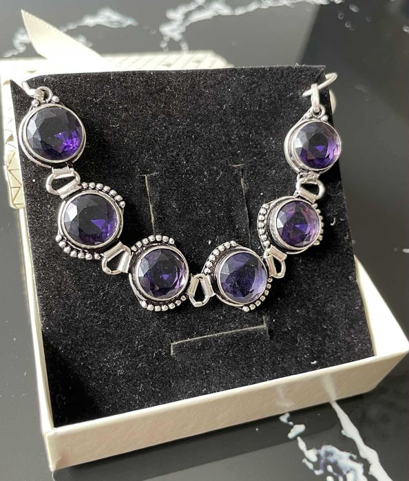 Bratara Argint 925 Vintage cu Pietre Semipretioase Ametist