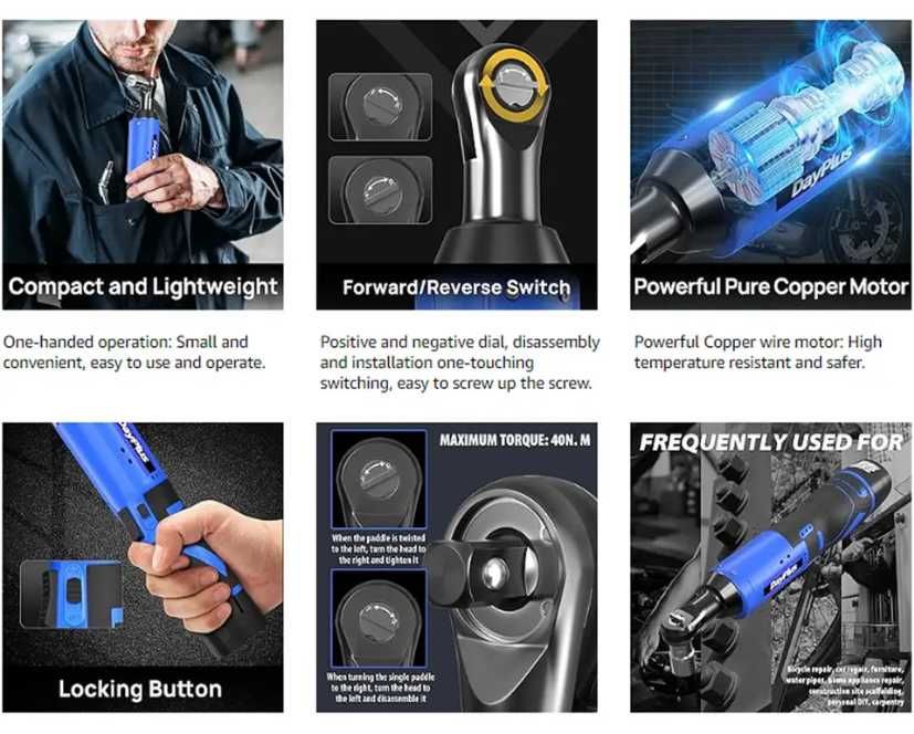 Акумулаторна Тресчотка DAY PLUS 3/8  с  2 батерии