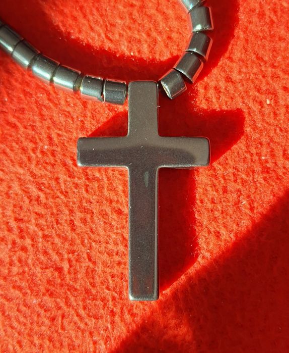 Latisor + Pandantiv Cruce OBSIDIAN Negru