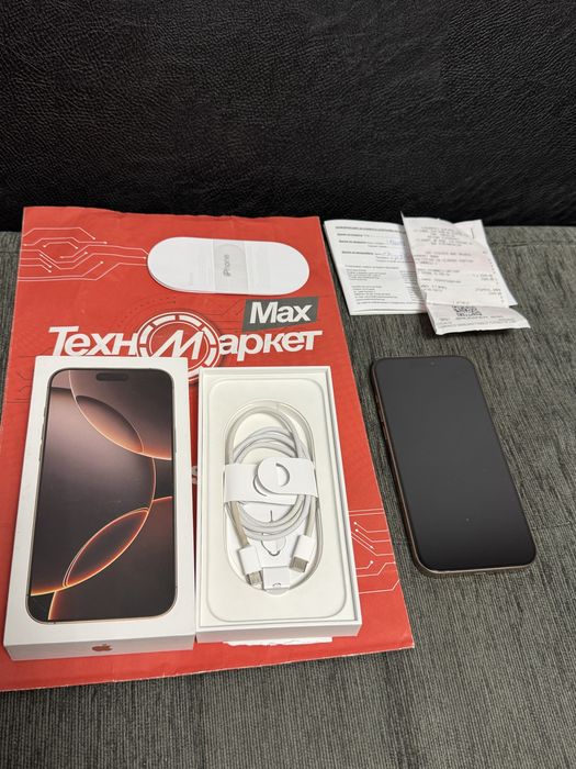 КАТО НОВ 256GB iPhone 16 Pro Max Гаранция Техномаркет 2026г. Desert