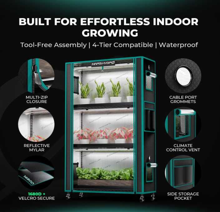 Стойка за растения с лампи за растеж