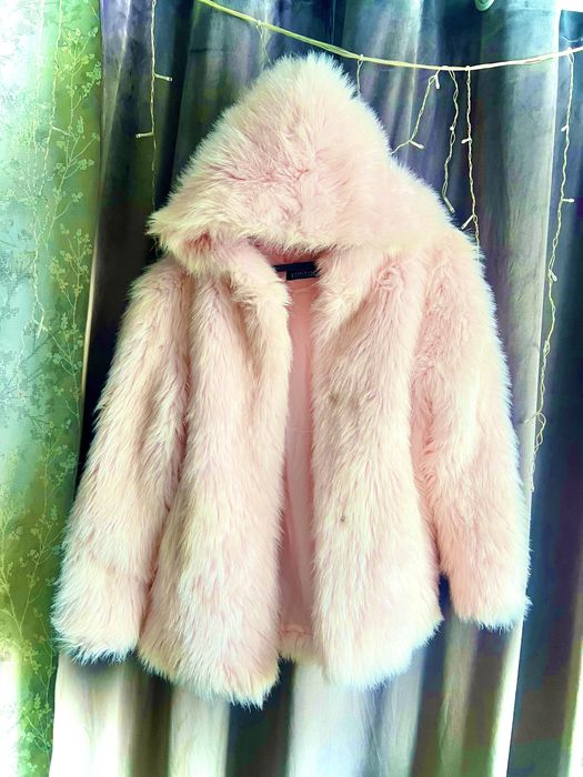 Эко шуба розовая