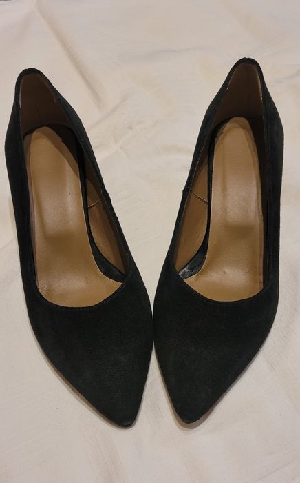 Pantofi stiletto, piele întoarsă, noi, masura 37.5, toc kitten