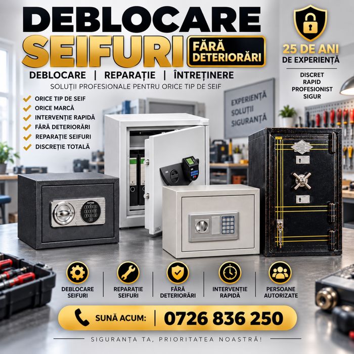 Deblocare seifuri – Reparații seifuri – Uși de tezaur