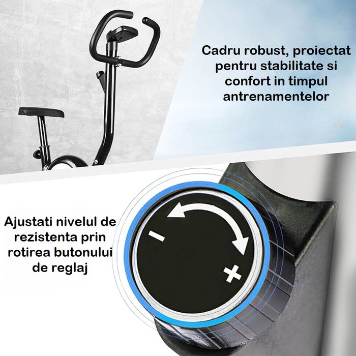 Bicicleta Fitness, CardioTrack, Rezistenta Ajustabila, Cadru Metalic, Inaltime Reglabila, Black