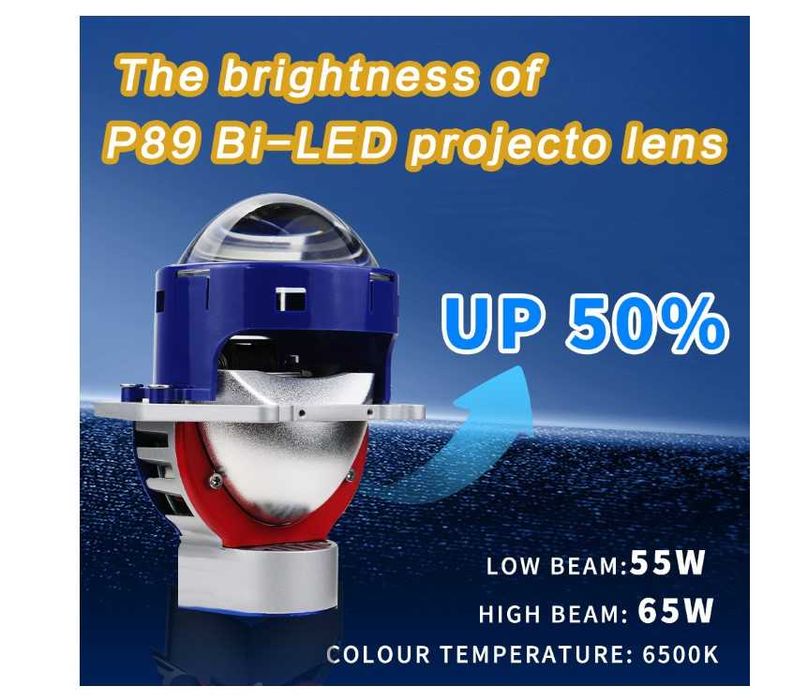 Комплект Bi-LED диодни лупи за вграждане във фарове 3"инча 500% Яркост