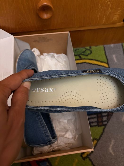 Balerini piele albastru/ blug mărimea 38 noi