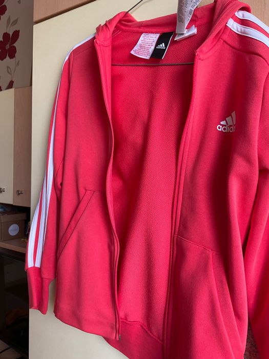 Детски суътчър с качулка и цип Adidas