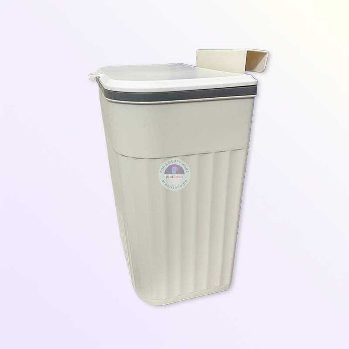 Кошче за отпадъци с капак за висящ монтаж на врата на шкаф 9л