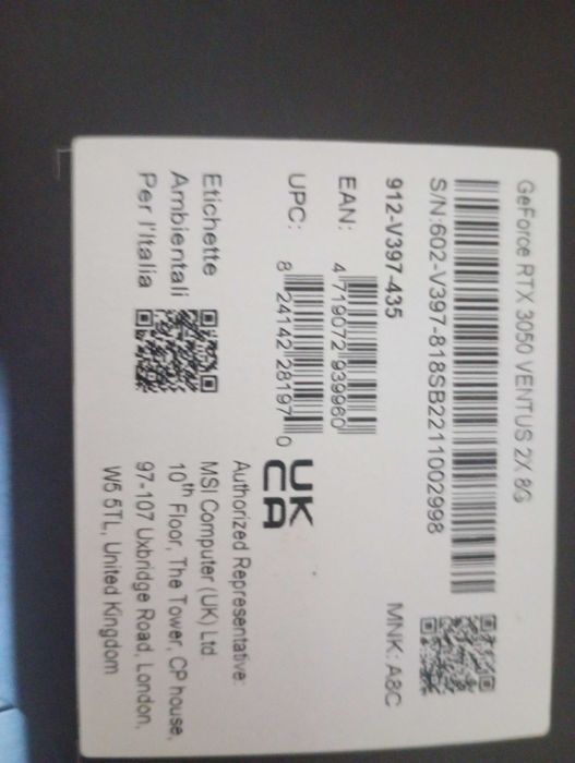 Nvidia geforce RTX 3050 8GB