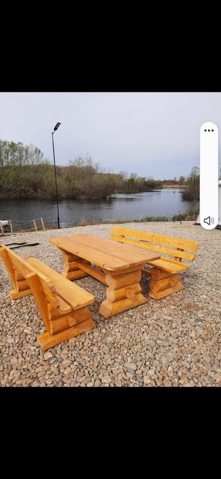 Masa cu banci de brad stejar