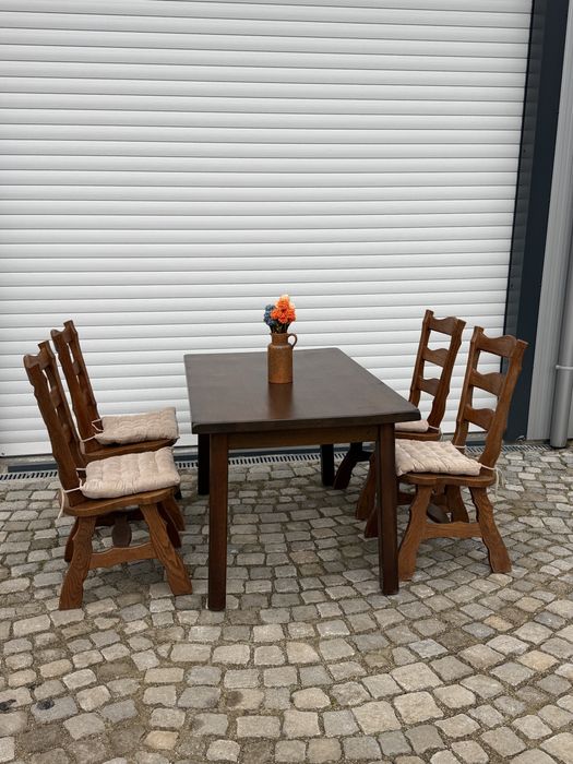 Дъбова холандска маса с 4 стола – масив