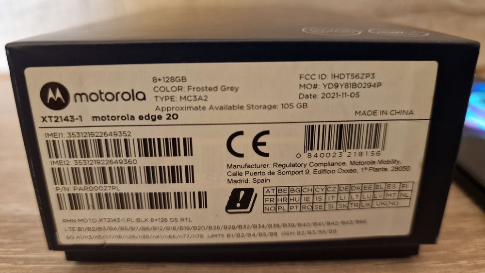 Telefon Motorola Edge 20, 5G, 128 gb stocare,  8+2gb ram