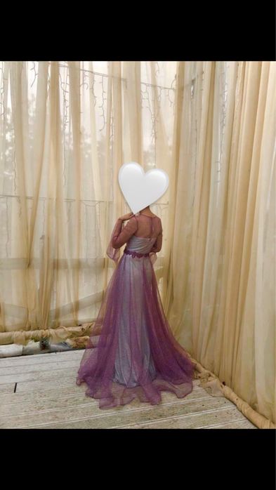 Официална лилава блестяща рокля