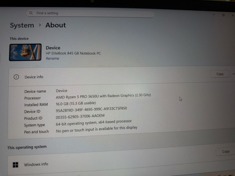 HP Elitebook 845 - G8 Notebook - 256 GB