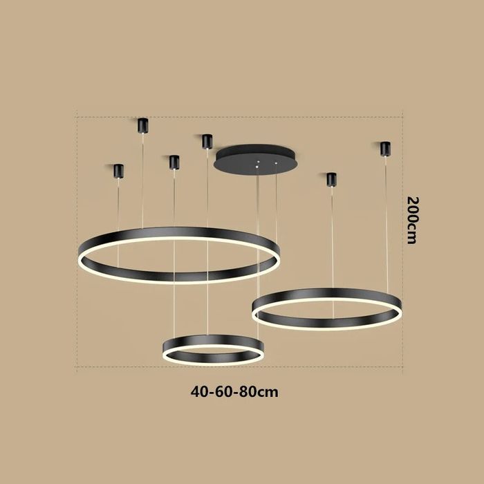 Черни led рингове  3 броя-40/60/80 с дистанционно