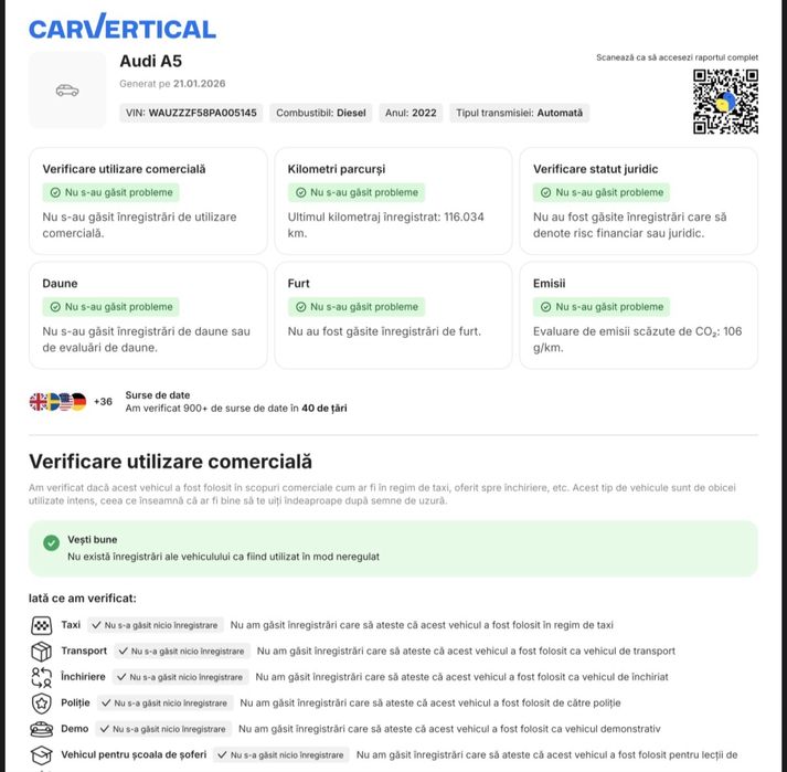 Audi A5 2022, Matrix LED/PIELE, 115000 KM / Fara Daune
