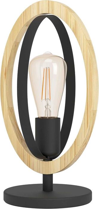 EGLO Lampă de masă vintage industrială E27 oțel si lemn negru-maro