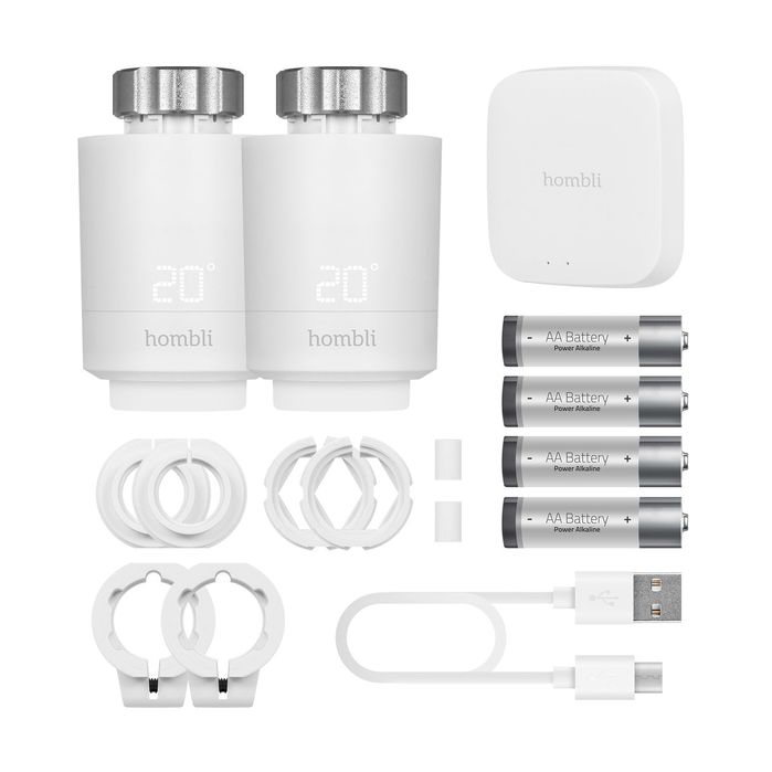 Термостати за радиатор - Hombli, Smart Starter Kit, 2бр., BT Bridge, бели
