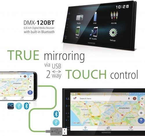 Автомобилно радио Kenwood DMX120BT 2DIN Bluetooth, 6.8 инчов тъчскрийн