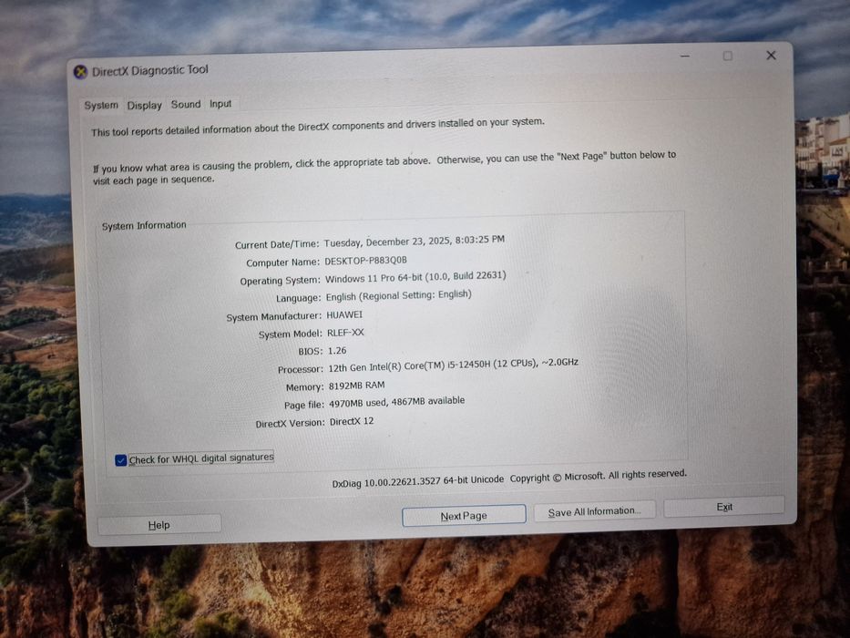 Laptop Huawei i5 gen 12